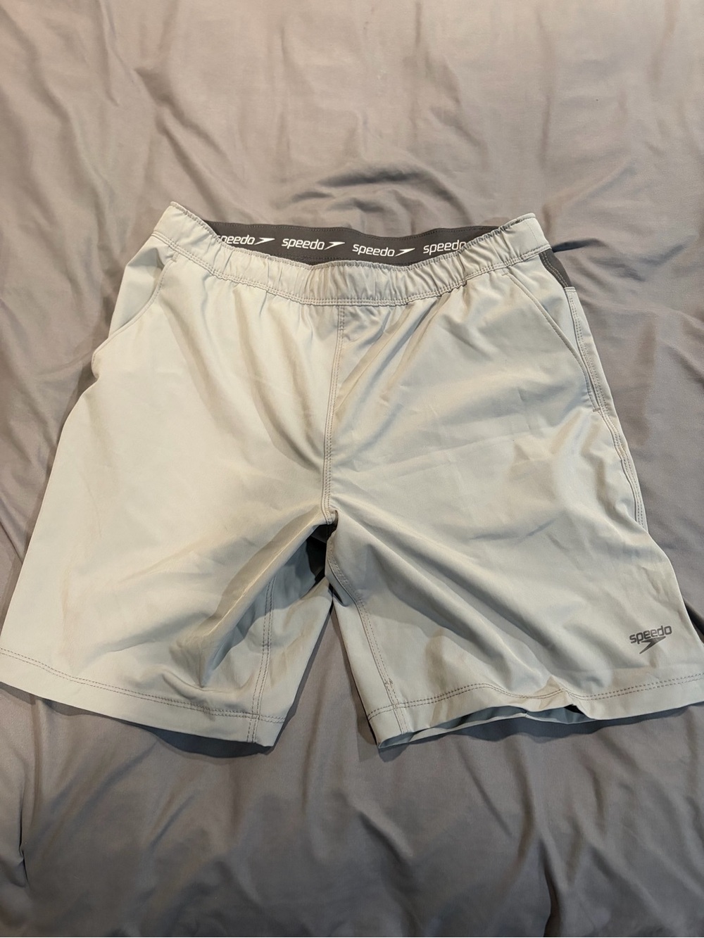 Speedo Men's Light Gray Athletic Swim Shorts
